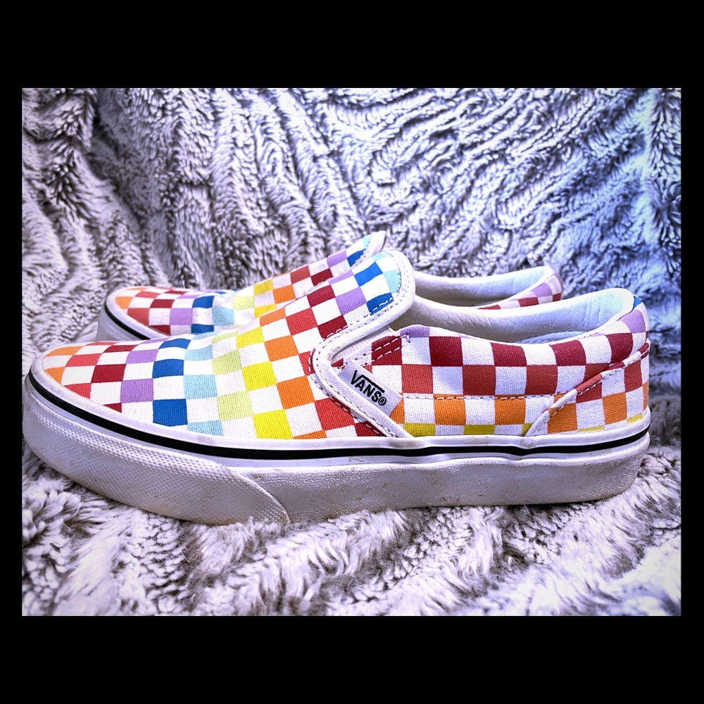 VANS - Used Kids checkerboard slip-on